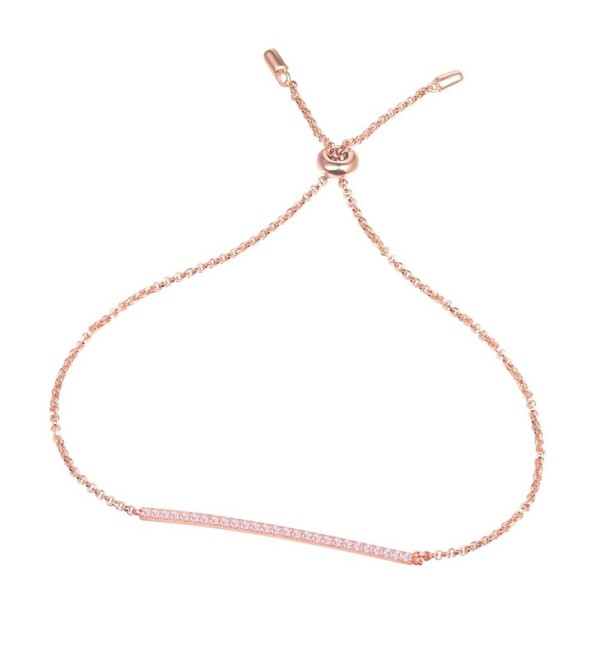 Diamond Bar Bolo Bracelet in Sterling Silver 14K Rose Gold / White Gold Plated - CR1855G0UHM