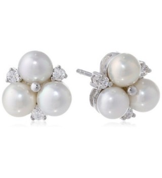 Bella Pearl Cluster Earrings - White - C5119NKLQ1R