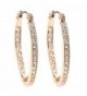 FC JORY Rose Gold Plated Crystal Paved Oval Click-Top Hoop Pierced Dangle Earrings - CV11ER4AY61