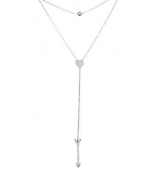 Dainty Heart Lariat Y Necklace - Simple Arrow Pendant Necklaces Multiple Layer Chain - Silver(Heart) - CO12KP68TVR