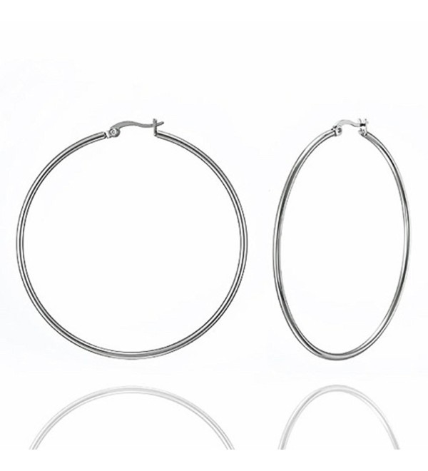 High Polish Stainless Steel Women Fashion Big Hoop Earrings 2.4 Inches SPJ - CJ119WXA8U9