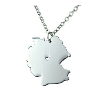 Silver Tone Stainless Steel Map Pendant Necklace- We Love Germany- Germany - CM17Y20SXSS