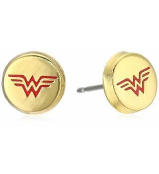 DC Comics Wonder Woman Gold Plated Stud Earrings - CY1217KBSK9