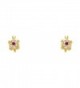 14k Gold Plated Brass Turtle Stud Earrings with Screw Back - C91170XWPKF