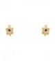 14k Gold Plated Brass Turtle Stud Earrings with Screw Back - C91170XWPKF