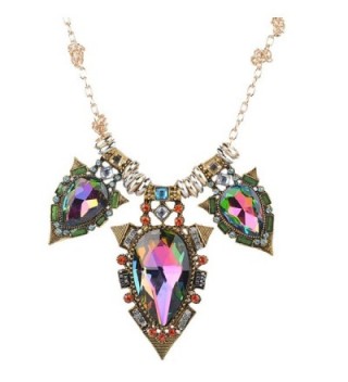 Teniu Fashion Crystal Flower Necklace Statement Collar Necklace Vintage Jewelry For Women Necklace - Multicolor - CO188A4GMKH