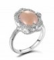 Caperci Women's Sterling Silver Oval Solitaire Gemstone Natural Pink Opal Ring- Size 6-10 - CW186MD5TTL