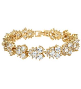 EVER FAITH Women's Full Cubic Zirconia Wedding Bridal Tennis Bracelet Clear Gold-Tone - CK11QJGIYU9