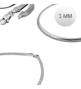 Sterling Silver Italian Solid Flat Omega Chain 3MM Luxurious Nickel Free Necklace with Lobster Claw Clasp Closure - CZ11OT290XP