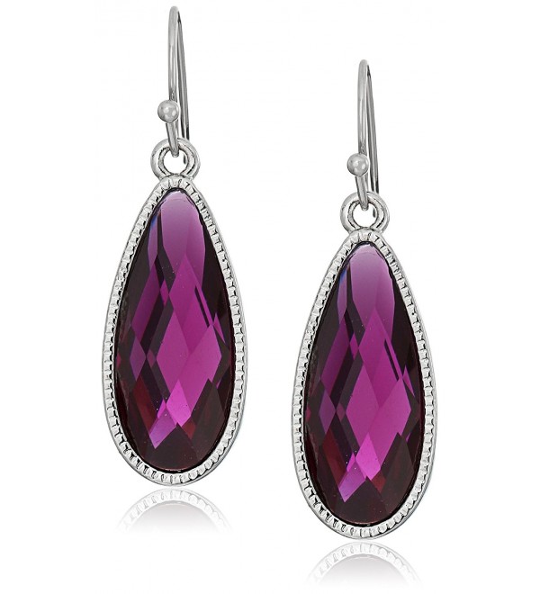 1928 Jewelry Silver-Tone Purple Elongated Teardrop Earrings - C012J69T5AR