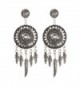 17KM 2016 Dream Catcher Vintage Leaf Feather Dangle Earrings Women Bohemia Earring Antique Silver Jewelry - CV12O33IHHO