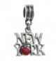 Sterling Silver New York City Big Red Apple Enamel European Style Dangle Bead Charms - C811APG4QYV