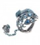 Szxc Jewelry Women's Crystal Big Peacock Bracelet Slave Stretch Ring Set - blue - CR17YY0UTQD
