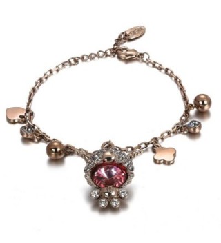 Menton Ezil Vintage Owl Charm Adjustable Bracelet Rose Gold Crystal Bracelets with Lobster Clasp Jewelry - CX12DAR4CXB