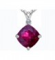 Star K Sterling Silver Large 12mm Cushion Cut Pendant - Created Ruby - C6119TI1B45