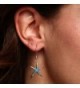 Sterling Created Starfish Dangling Earrings