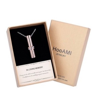 HooAMI Cremation Jewelry Together Love Cylinder Pendant Memorial Urn Necklace - Rose Gold-Gift Box - CP1853AY37H