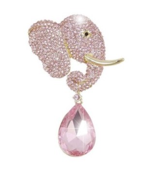 EVER FAITH Rhinestone Crystal Adorable Cute Elephant Teardrop Brooch Pink Gold-Tone - CO11HH048F1