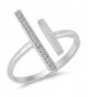 Open Bar Gap Clear CZ Wide Long Ring New .925 Sterling Silver Band Sizes 4-10 - CD1836RGYWQ