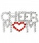 Silver Tone Pave Clear & Red Crystal Love Heart Cheer Mom Pin Brooch - CW11QI41Z71