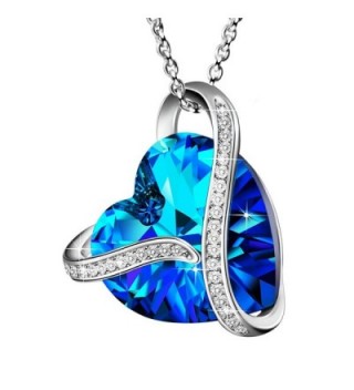 Made with Swarovski Crystals "Heart Of the Ocean" 925 Sterling Silver Blue Heart Pendant Necklace Gift - C917Z42KIUO