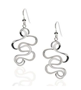 925 Sterling Silver Swirl Medium Dangle Statement Earrings - CL11DF4H1JX