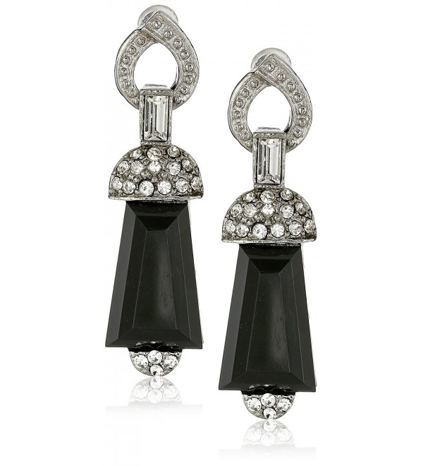 1928 Jewelry Crystal Drop Earrings - Black/Silver - CQ11AW07R7D