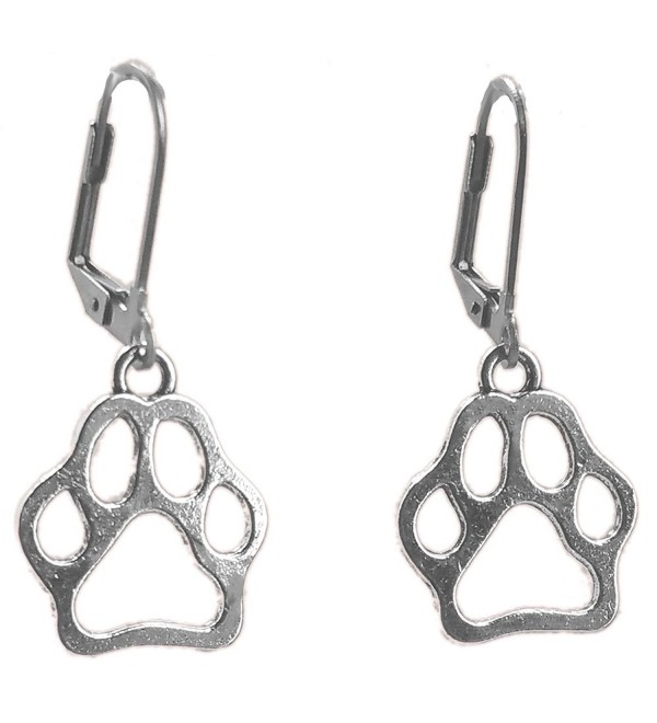 Sabai NYC Silvertone Paw Print Dangle Earrings on Leverback Earwires - C812NG8AFFH
