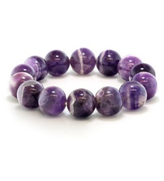 16mm Round Purple Amethyst Bead Gemstone Stretchy Bracelet 8.5 Inch - CZ125GMMTWP