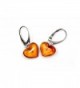 Genuine Natural Baltic Amber Dangle Leverback Earrings Hearts - Cognac - CC11UILBZHZ