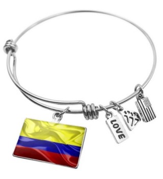 Expandable Wire Bangle Bracelet Colombia 3D Flag- Neonblond - Silver color - CV129NW53C7