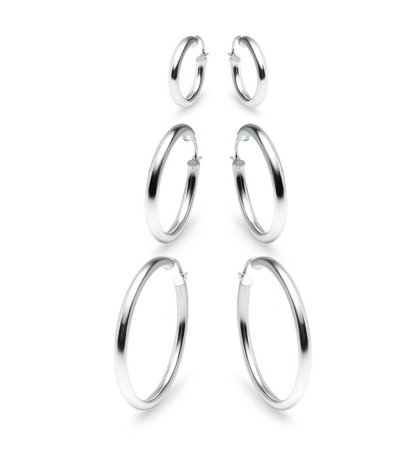 3 Pairs Sterling Silver 3mm Hoop Earrings Set for Women Teens Girls 15-50mm - 20mm 30mm 40mm Set / Silver - CZ186Y56G6T