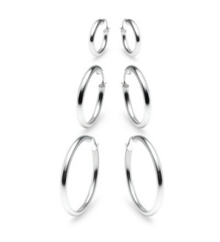 3 Pairs Sterling Silver 3mm Hoop Earrings Set for Women Teens Girls 15-50mm - 20mm 30mm 40mm Set / Silver - CZ186Y56G6T