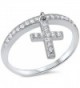 Dangling Silver Cross & Cubic Zirconia .925 Sterling Silver Ring Sizes 4-11 - CQ11E8P4JY3