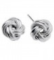 925 Sterling Silver Love Knot Rope Stud Earrings Rhodium Plated Made in Italy - CE128XR33LB