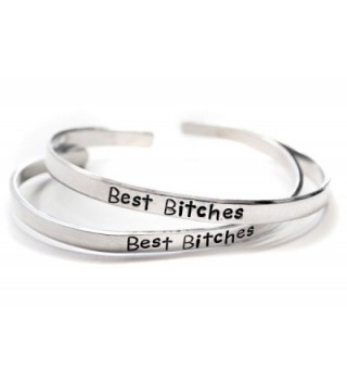 Best Bitches - Hand Stamped Aluminum Friendship Bracelet Pair - C411VYZXZ3B