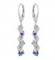 Sterling Silver with Swarovski Crystals Daisy Flower Aurora Borealis Drop and Dangle Leverback Earrings - CC12M0Y3A5L