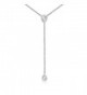 CZ Pear Drop Lariat Necklace 16" with 2.75" Y Drop Adjustable- 3 Colors Available - White - CQ1885IOHU3