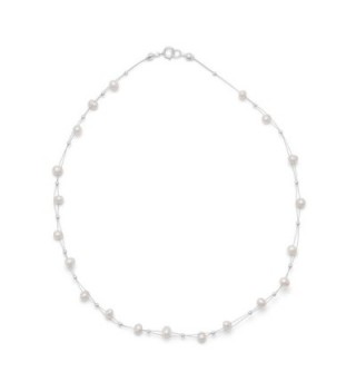 Sterling Silver 16 Inch Double Strand Intertwined Cultured Freshwater Pearl Necklace - CE117CKHB19