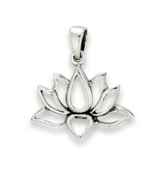 Flower Lotus Pendant .925 Sterling Silver Symbol Strength Om Peace Transformation Charm - CX1822DQ9CW