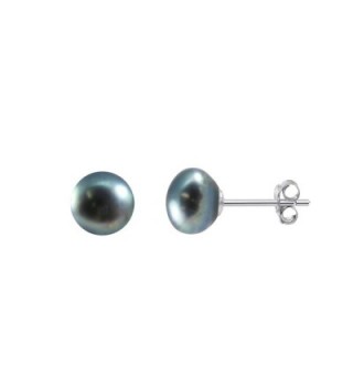 Sterling Silver Freshwater Cultured Peacock Pearl Button Stud Earrings - C311FTH4B5B