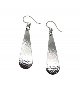 Long Hammered Aluminum Silver Tone Tear Drop Earrings By John S Brana Handmade Jewelry Hypoallergenic - CS12B5P0UIR