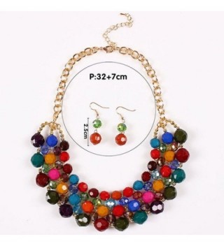 Kexuan Statement Necklace Earrings Multicolored