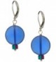 Ocean Blue Sea Glass Earrings- Handmade Jewelry- Swarovski Rainbow Blue Crystal - CB12268GCLB