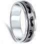 Spinner Footprint Classic Stainless Brushed in Women's Band Rings
