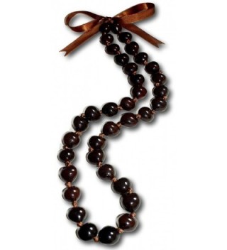 Native Treasure - 32" Brown Kukui Nut Necklace Lei Chunky Bead - CK111OVRY0F