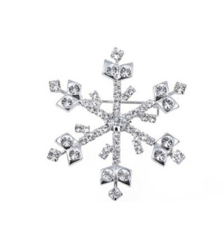 Alilang Silvery Tone Clear Rhinestones Winter Holiday Snowflake Brooch Pin - C3119LR4PZL