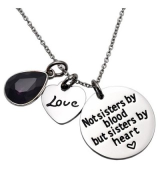 Not Sister By Blood But Sisters By Heart Necklace Birthstone Heart Necklace - February - CZ1895NQXO6