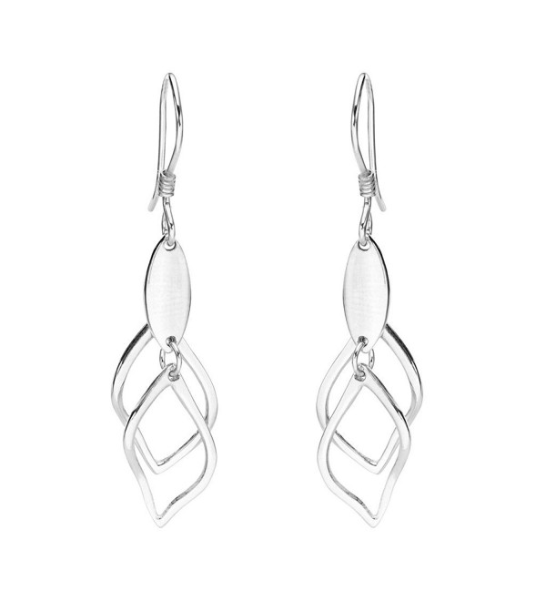 EVER FAITH Women's 925 Sterling Silver Gorgeous Hollow-out Leaf Prom Fishhook Dangle Earrings - C612H2KNYRN