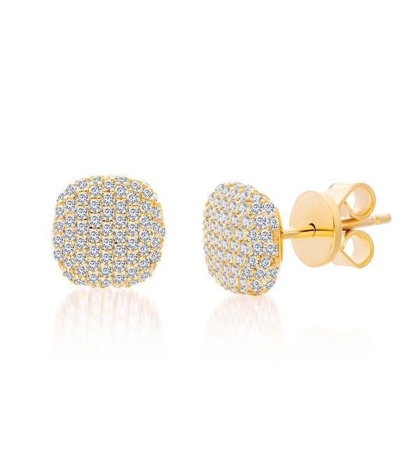 Mia Sarine Womens Cubic Zirconia Pave Cushion Post Earrings in Yellow Gold over Sterling Silver - C712LJIDS1L
